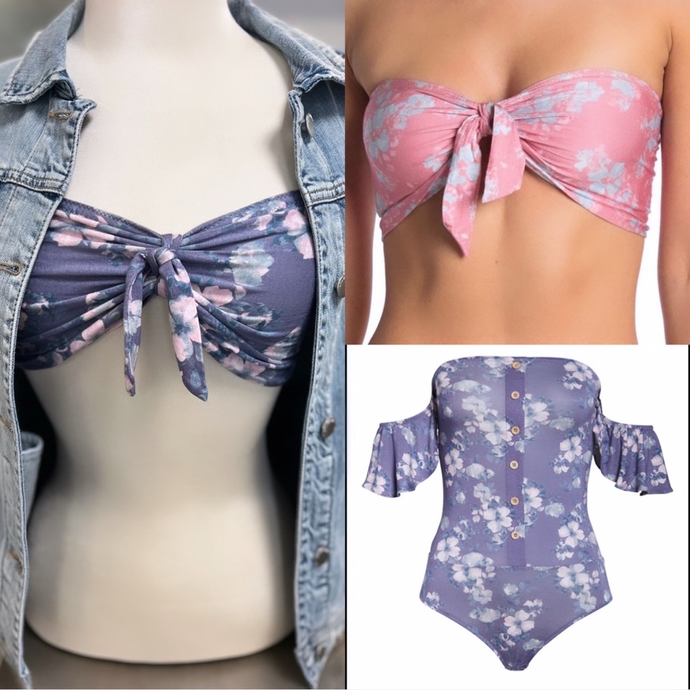Honeydew Intimates Shelby Bandeau Bra bralette pink and Periwinkle